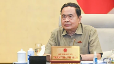 Chủ tịch Quốc hội Trần Thanh Mẫn phát biểu tại phiên họp. (Ảnh: DUY LINH)