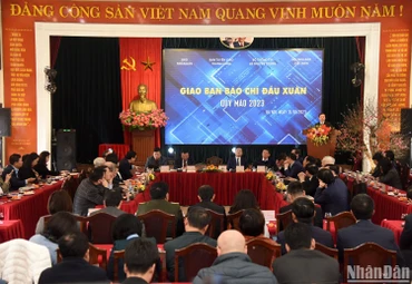 Quang cảnh giao ban báo chí đầu Xuân Quý Mão 2023 sáng 31/1. (Ảnh: TRẦN HẢI)