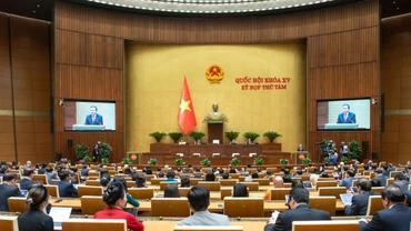 Chủ tịch Quốc hội Trần Thanh Mẫn phát biểu bế mạc Kỳ họp thứ 8, Quốc hội khóa XV. (Ảnh minh họa)