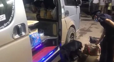 Lực lượng hải quan kiểm tra thùng hàng nghi vấn chứa ma túy.