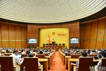 Quang cảnh phiên họp ở hội trường tại Kỳ họp thứ 7, Quốc hội khóa XV. (Ảnh: THỦY NGUYÊN)