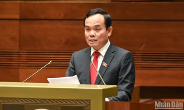 Phó Thủ tướng Chính phủ Trần Lưu Quang phát biểu tại Hội nghị triển khai thực hiện chương trình giám sát của Quốc hội năm 2024 sáng 17/11. (Ảnh: DUY LINH)