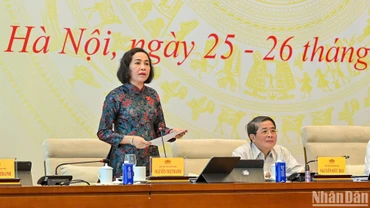 Phó Chủ tịch Quốc hội Nguyễn Thị Thanh phát biểu. (Ảnh: DUY LINH)