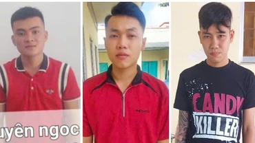 Các đối tượng Phát, Khang và Huy bị Công an thành phố Vĩnh Long bắt giữ. (Ảnh: Công an cung cấp)