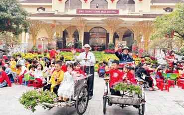 Trải nghiệm văn hóa Tết xưa ở Bảo tàng tỉnh Hải Dương.