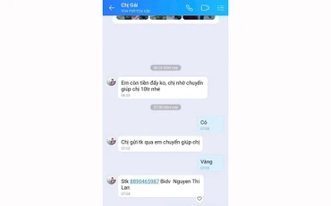 Đối tượng lừa đảo đã chiếm quyền sử dụng Zalo, giả danh chủ tài khoản để nhắn tin lừa đảo. (Ảnh chụp màn hình)