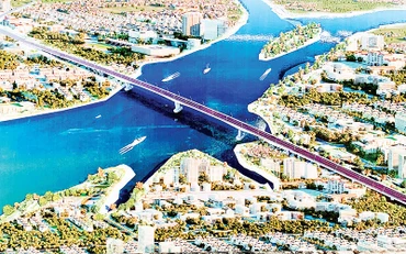 Phối cảnh cầu Lại Xuân nối huyện Thủy Nguyên (Hải Phòng) với thị xã Đông Triều (tỉnh Quảng Ninh) qua sông Đá Bạch vừa được khởi công xây dựng đầu tháng 2/2023.