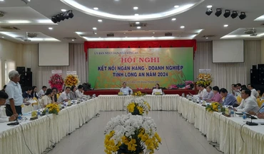 Quang cảnh hội nghị kết nối ngân hàng với doanh nghiệp.