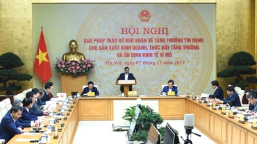 [Ảnh] Thủ tướng chủ trì hội nghị tháo gỡ khó khăn về tăng trưởng tín dụng