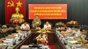 Thượng tướng Lương Tam Quang, Thứ trưởng Bộ Công an phát biểu tại buổi làm việc.