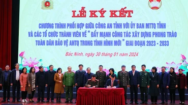 Ký kết Chương trình phối hợp về “Đẩy mạnh công tác xây dựng phong trào Toàn dân bảo vệ an ninh Tổ quốc trong tình hình mới” trên địa bàn tỉnh Bắc Ninh giai đoạn 2023-2033.