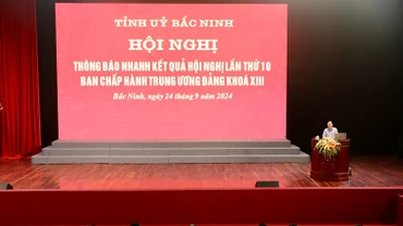Tỉnh ủy Bắc Ninh tổ chức Hội nghị thông báo nhanh kết quả Hội nghị lần thứ 10, Ban Chấp hành Trung ương Đảng khóa XIII tới đội ngũ cán bộ chủ chốt.