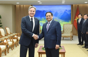 Thủ tướng Phạm Minh Chính đón Bộ trưởng Ngoại giao Hoa Kỳ Antony Blinken.