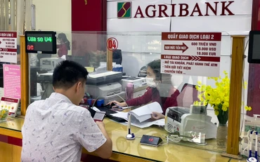 Khách hàng giao dịch tại một chi nhánh Ngân hàng Agribank. 