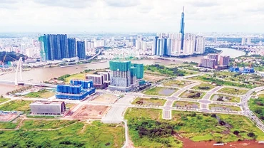 Một góc đô thị mới Thủ Thiêm, thành phố Thủ Đức đang xây dựng.