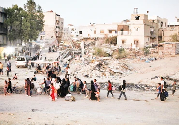 Người dân ở Gaza mất nhà ở do xung đột. 