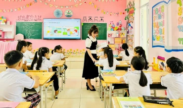 Giờ học môn tiếng Anh tại Trường tiểu học Châu Sơn (Ba Vì, Hà Nội).