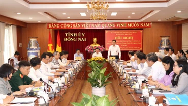 Quang cảnh buổi làm việc Đoàn kiểm tra số 5 của Bộ Chính trị với Ban Thường vụ Tỉnh ủy Đồng Nai.