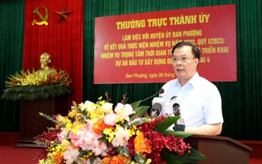 Đồng chí Đinh Tiến Dũng phát biểu kết luận buổi làm việc.