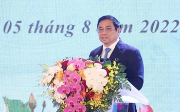 Thủ tướng Chính phủ Phạm Minh Chính dự và phát biểu tại lễ kỷ niệm 20 năm thành lập Bộ Tài nguyên và Môi trường. 