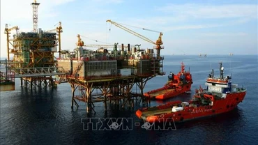 Hoạt động khai thác trên vùng mỏ Bạch Hổ. Ảnh: TTXVN