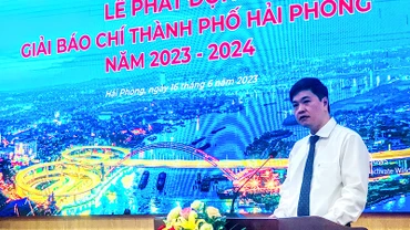 Phó Chủ tịch Ủy ban nhân dân thành phố Hải Phòng Hoàng Minh Cường, Chủ tịch Hội đồng Giải Báo chí Hải Phòng phát động Giải Báo chí thành phố Hải Phòng năm 2023-2024.