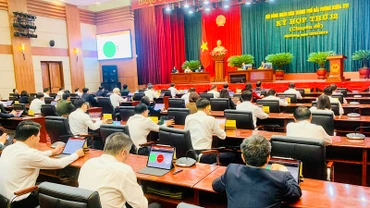 Các đại biểu nhấn nút thông qua các Nghị quyết kỳ họp.
