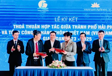 Lễ ký kết thỏa thuận hợp tác giữa Sở Du lịch Hải Phòng với Tổng Công ty Hàng không Việt Nam giai đoạn 2023-2025.