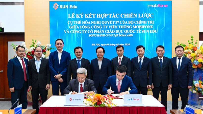 Lễ ký kết Biên bản ghi nhớ hợp tác chiến lược giữa Tổng công ty Viễn thông MobiFone và Công ty Cổ phần Giáo dục quốc tế Sun Edu.