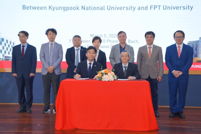 Lễ ký kết biên bản ghi nhớ hợp tác giữa Kyungpook National University và Trường Đại học FPT diễn ra vào ngày 5/3.