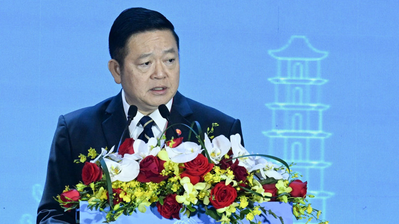 Tổng Thư ký ASEAN Kao Kim Hourn phát biểu trong phiên khai mạc Hội nghị Bộ trưởng số ASEAN (ADGSOM) lần thứ 6. Ảnh: TRẦN HẢI