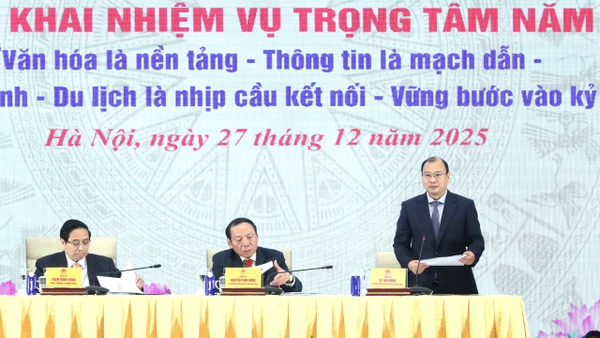 Hội nghị toàn quốc tổng kết công tác năm 2025, nhiệm kỳ 2021-2025 và triển khai nhiệm vụ trọng tâm năm 2026 của Bộ Văn hóa Thể thao và Du lịch. (Ảnh: Bộ Văn hóa, Thể thao và Du lịch cung cấp)