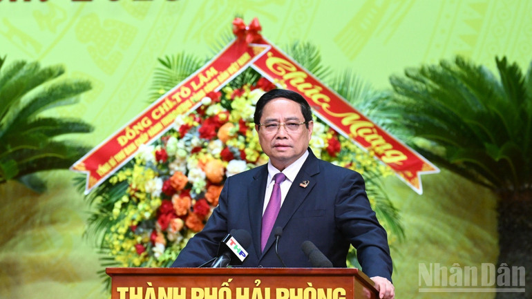 Bí thư Đảng ủy Chính phủ, Thủ tướng Chính phủ Phạm Minh Chính phát biểu ý kiến chỉ đạo Đại hội (Ảnh: TRẦN HẢI). ndo_br_bi-thu-dang-uy-chinh-phu-thu-tuong-chinh-phu-pham-minh-chinh-phat-bieu-y-kien-chi-dao-dai-hoi-anh-tran-hai-2580-2481.jpg