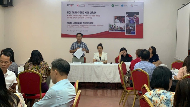 Hội nghị tổng kết Dự án “Khắc phục hậu quả sau bão số 3 năm 2024” do Oxfam tổ chức tại Phú Thọ. (Ảnh: THANH TRÀ) hoi-thao-6298.jpg