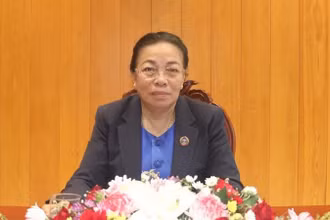 Bà Sounthone Sayachak, Bí thư Trung ương Đảng Nhân dân Cách mạng Lào, Phó Chủ tịch Quốc hội Lào. (Ảnh: Cộng tác viên)
