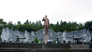 Tượng đài Bác Hồ với các dân tộc Tây Nguyên thuộc khuôn viên quảng trường Đại Đoàn Kết (Bảo tàng tỉnh Gia Lai), phường Pleiku.