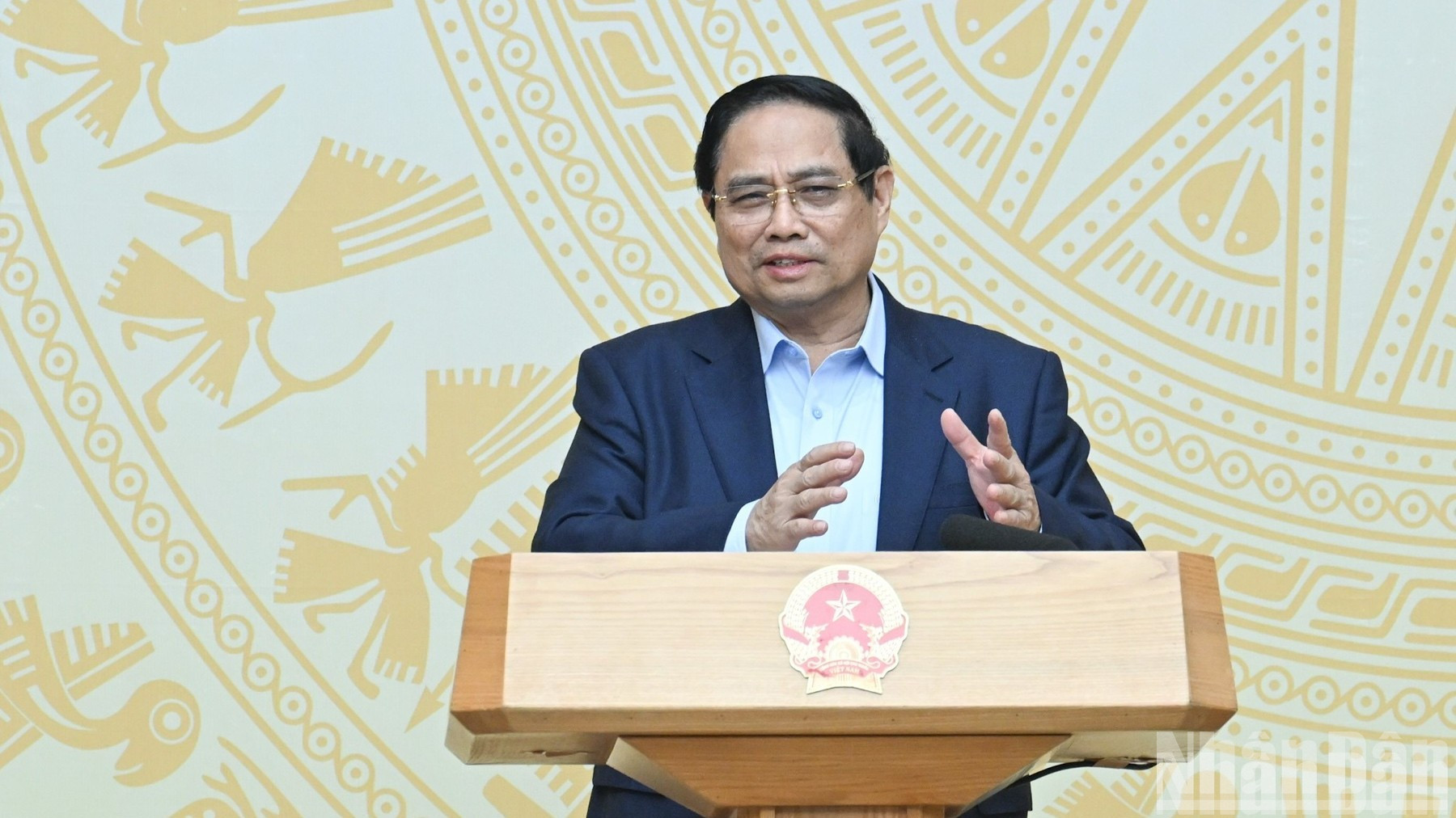 Thủ tướng Chính phủ Phạm Minh Chính phát biểu ý kiến kết luận hội nghị sơ kết. (Ảnh: TRẦN HẢI)