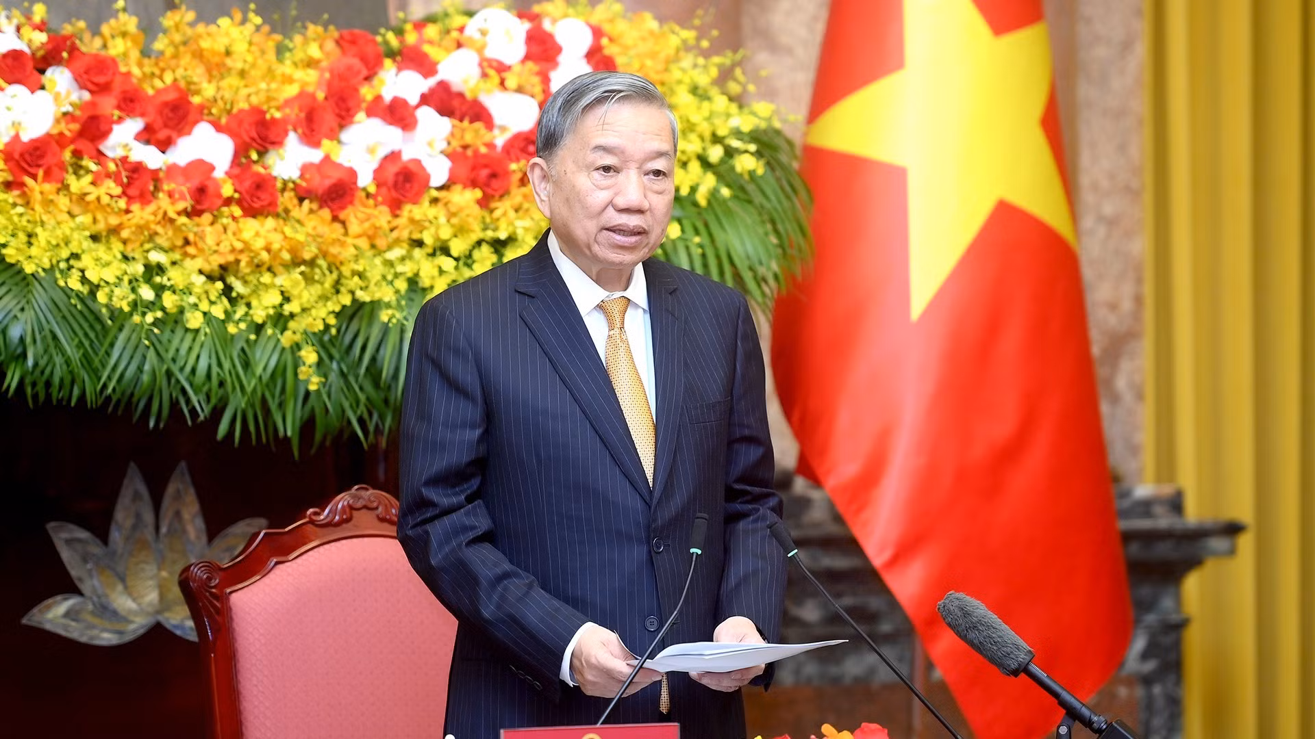 Tổng Bí thư, Chủ tịch nước Tô Lâm phát biểu tại buổi gặp mặt 85 đại biểu người cao tuổi tiêu biểu toàn quốc. (Ảnh: Đăng Khoa)