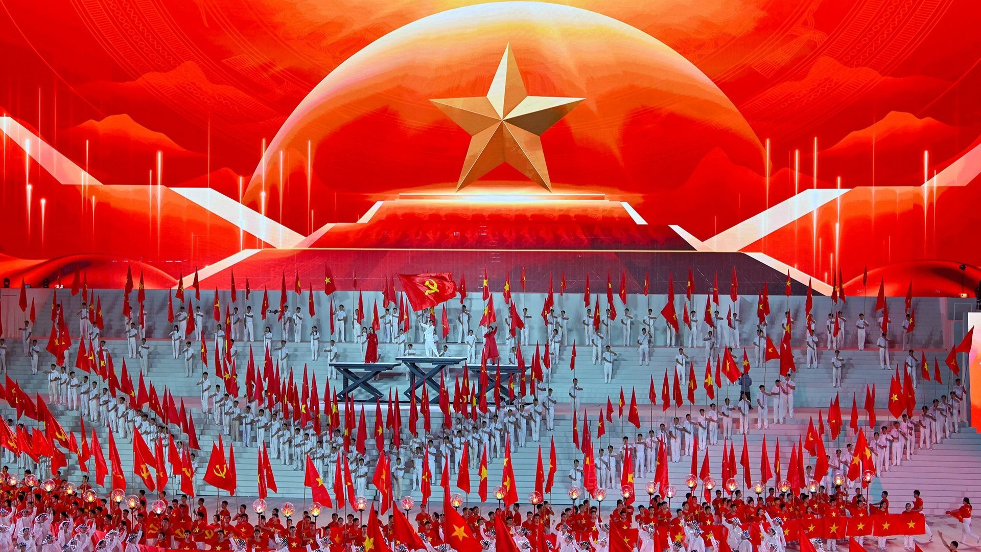 Ảnh minh họa: Một tiết mục đặc sắc trong chương trình nghệ thuật đặc biệt “Dưới lá cờ vẻ vang của Đảng”, tối 23/1/2026. (Ảnh: ĐĂNG KHOA-THỦY NGUYÊN)