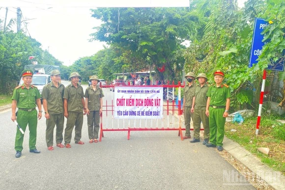 Xã Sơn Cẩm Hà lập chốt kiểm dịch động vật để kiểm soát dịch tả lợn châu Phi.