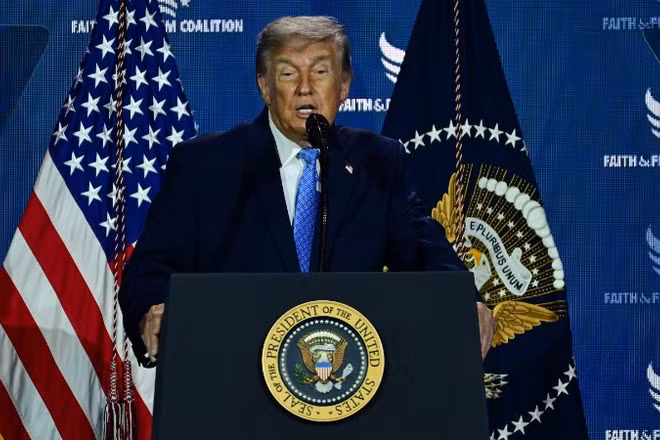 Tổng thống Mỹ Donald Trump phát biểu tại Washington, D.C. (Ảnh: AA/TTXVN)