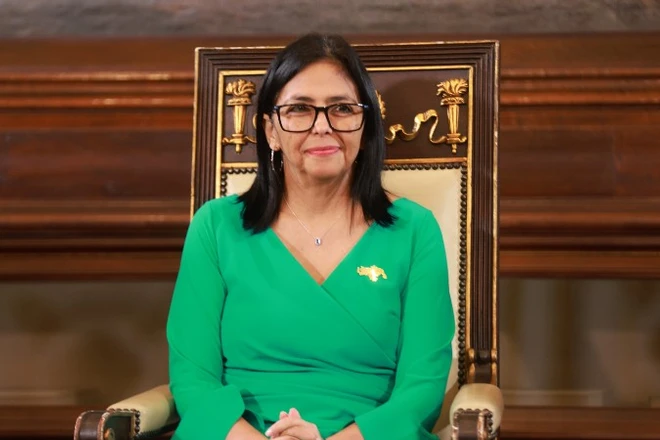 Bà Delcy Rodriguez tại lễ tuyên thệ nhậm chức quyền Tổng thống Venezuela, tại Caracas, ngày 5/1/2026. (Ảnh: THX/TTXVN)