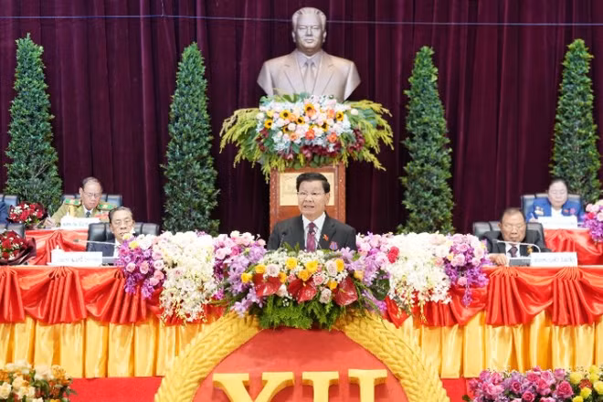 Đại hội đại biểu toàn quốc lần thứ XII của Đảng Nhân dân cách mạng Lào khai mạc tại Trung tâm Hội nghị quốc gia Lào, ngày 6/1/2026. (Ảnh: TTXVN)