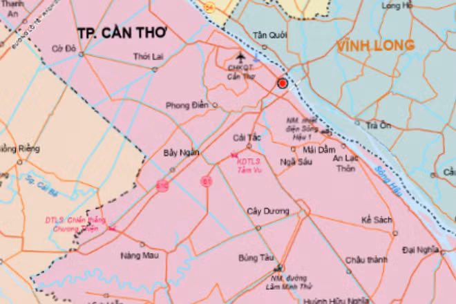 Một phần bản đồ thành phố Cần Thơ.