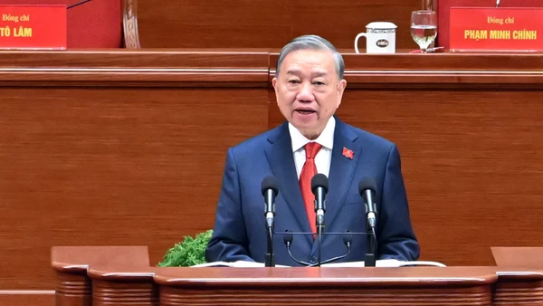 Tổng Bí thư Tô Lâm phát biểu tại lễ Bế mạc Đại hội lần thứ XIV của Đảng Cộng sản Việt Nam.