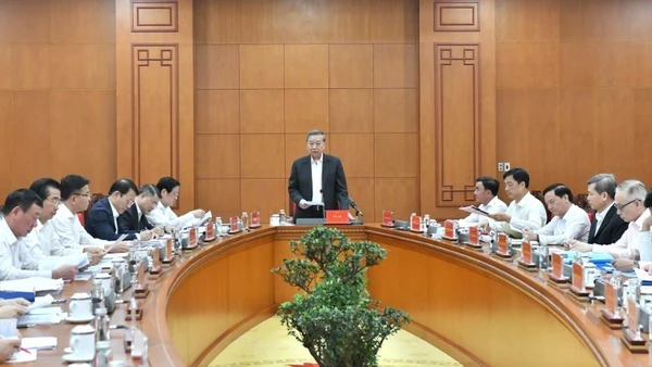 Tổng Bí thư Tô Lâm chủ trì Cuộc họp Thường trực Ban Chỉ đạo Trung ương về phòng, chống tham nhũng, lãng phí, tiêu cực, ngày 25/3/2025. (Ảnh: ĐĂNG KHOA)