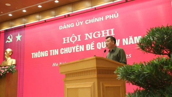 Đồng chí Nguyễn Đức Phong, Phó Bí thư Đảng ủy Chính phủ phát biểu tại hội nghị.