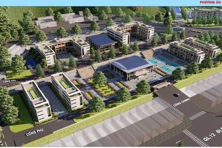 Phối cảnh Trường Phổ thông nội trú Tiểu học và Trung học cơ sở Phong Thổ (Lai Châu) được khởi công sáng 19/8.