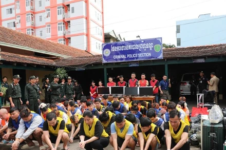 Các đối tượng bị bắt tại Campuchia.