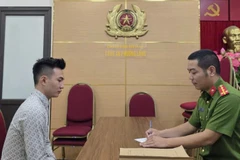 Đối tượng Nguyễn Xuân Khải tại cơ quan Công an.